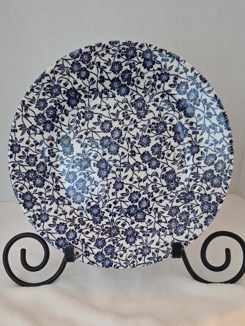 Queen's White Navy Floral Elegant Ceramic Dinner Plate Made in England